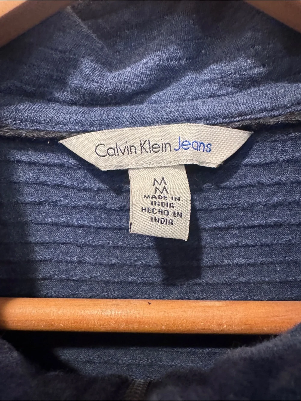 Calvin Klein Men's Indigo Heather Half-Zip Pullover Medium 100% Cotton